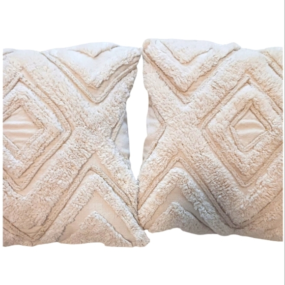 Boho Cream Pillow Covers Braided Rope Set Of 2 - Picture 1 of 8